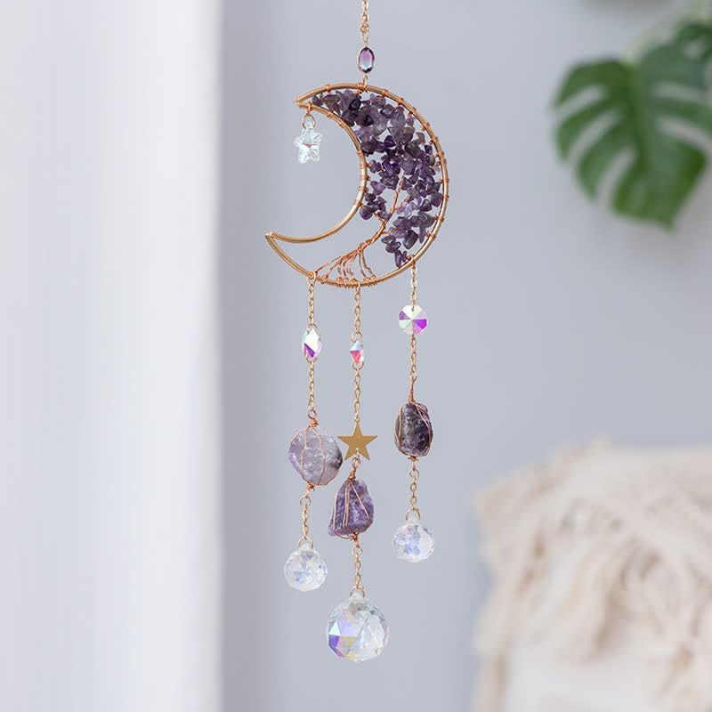 Olivenorma Amethyst Moon Pendant Suncatcher Wind Chime