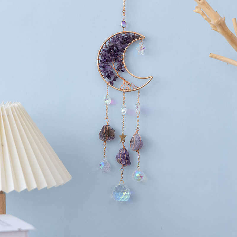 Olivenorma Amethyst Moon Pendant Suncatcher Wind Chime