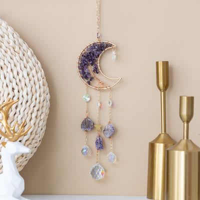 Olivenorma Amethyst Moon Pendant Suncatcher Wind Chime