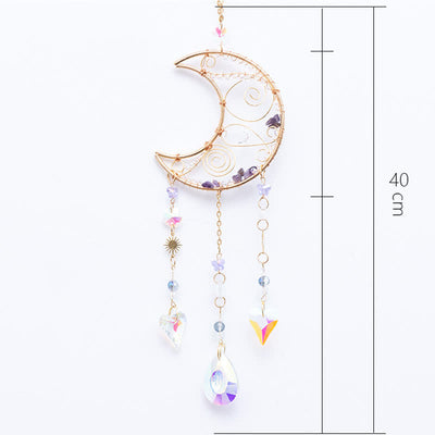 Olivenorma Amethyst Hand Wound Moon Pendant Suncatcher Wind Chime