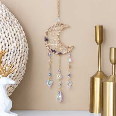 Olivenorma Amethyst Hand Wound Moon Pendant Suncatcher Wind Chime