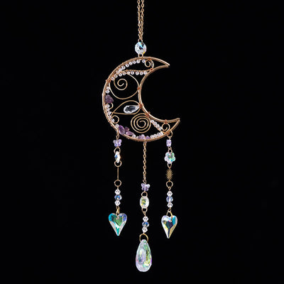 Olivenorma Amethyst Hand Wound Moon Pendant Suncatcher Wind Chime