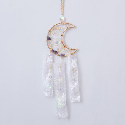 Olivenorma Amethyst Hand Wound Moon Pendant Suncatcher Wind Chime