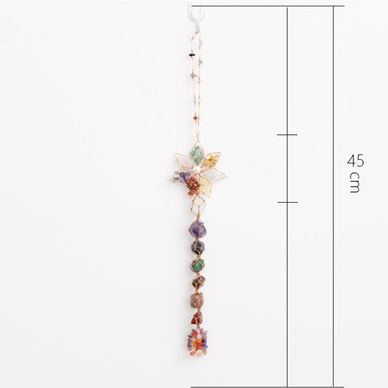 Olivenorma Chakra Colorful Stone Flower Pendant Wind Chime