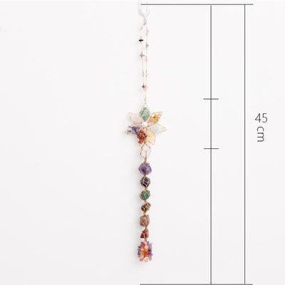 Olivenorma Chakra Colorful Stone Flower Pendant Wind Chime