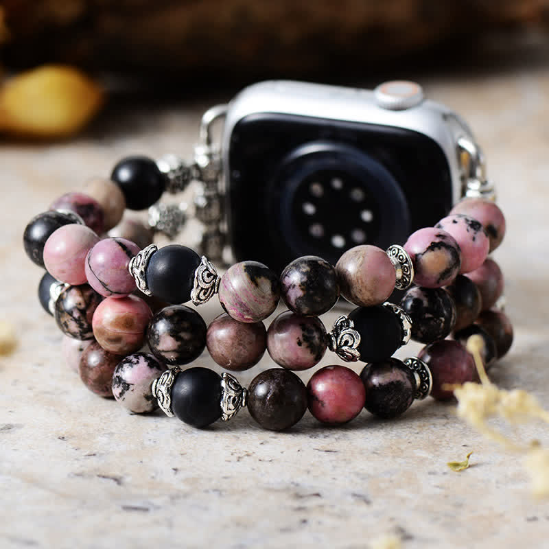 Olivenorma Rhodonite African Turquoise Beaded Apple Watch Strap