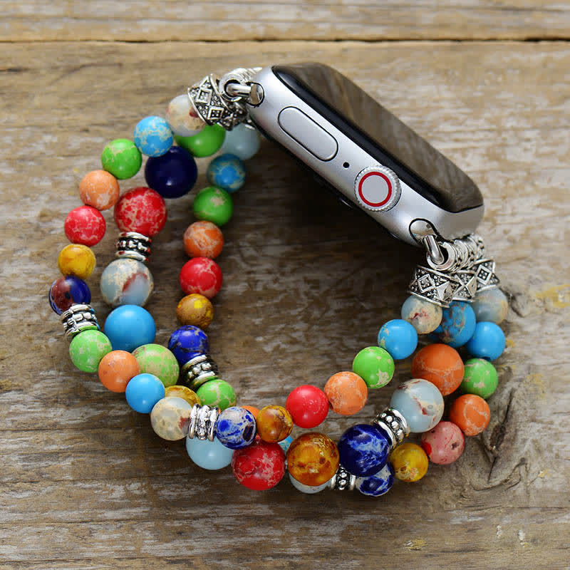 Olivenorma Chakra Emperor Stone Beaded Apple Watch Strap