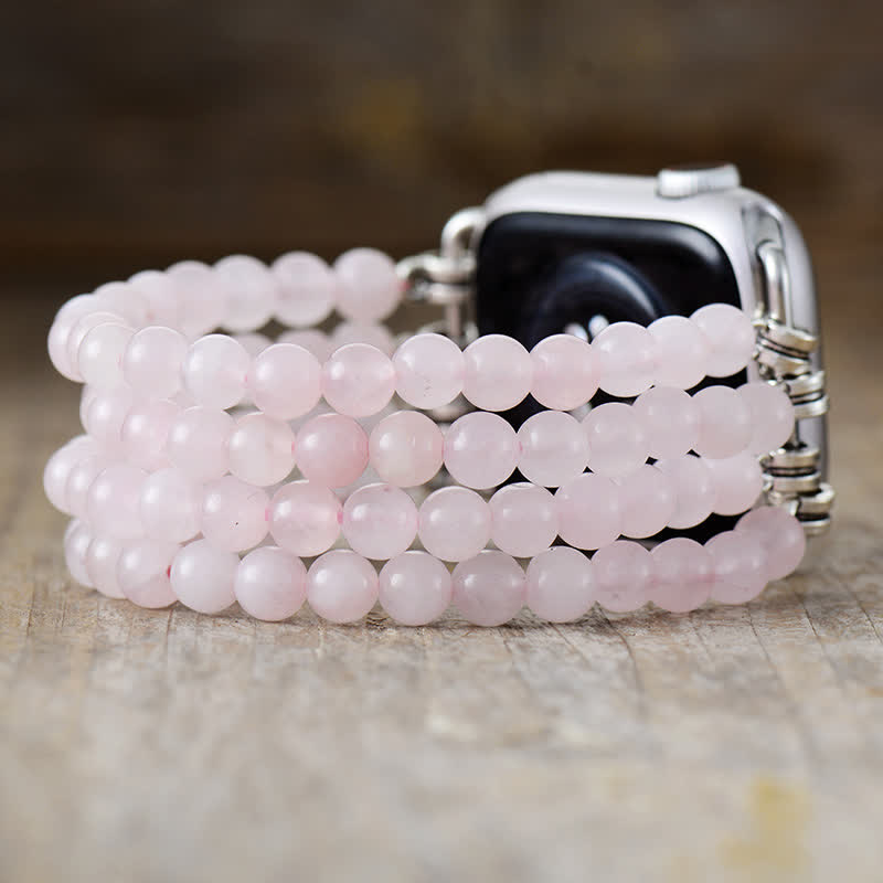 Olivenorma Rose Quartz Beaded Apple Watch Strap