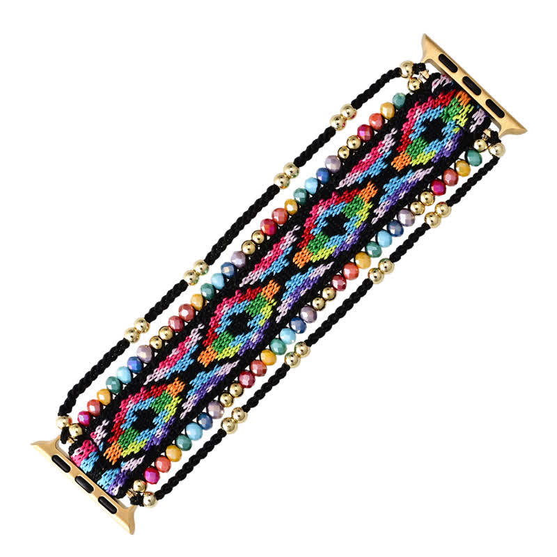 Olivenorma Bohemian Style Colorful Elastic Braided Apple Watch Strap