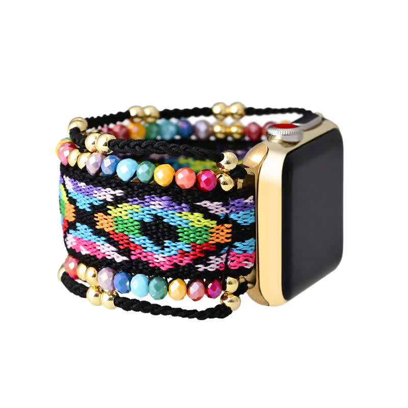 Olivenorma Bohemian Style Colorful Elastic Braided Apple Watch Strap