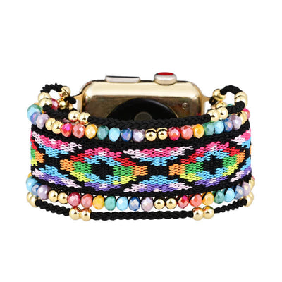 Olivenorma Bohemian Style Colorful Elastic Braided Apple Watch Strap