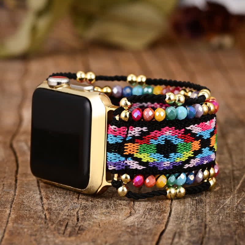 Olivenorma Bohemian Style Colorful Elastic Braided Apple Watch Strap