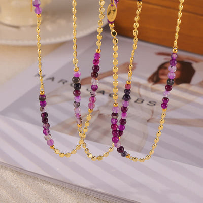 Olivenorma Retro Palace Style Purple Agate Beaded Necklace