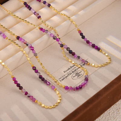 Olivenorma Retro Palace Style Purple Agate Beaded Necklace