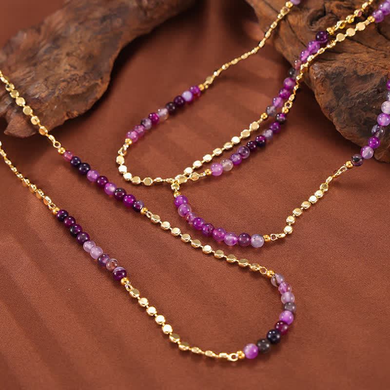 Olivenorma Retro Palace Style Purple Agate Beaded Necklace