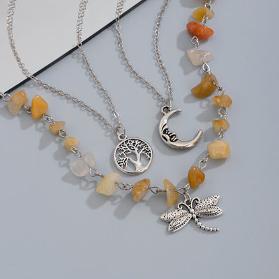 Olivenorma Natural Stone Star Moon Sun Pendant Necklace