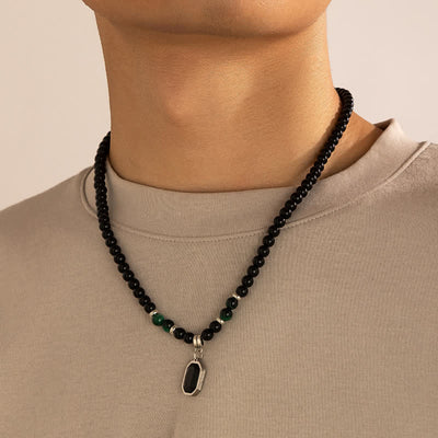 Olivenorma Black Onyx Natural Stone Beads Men Necklace - image 14