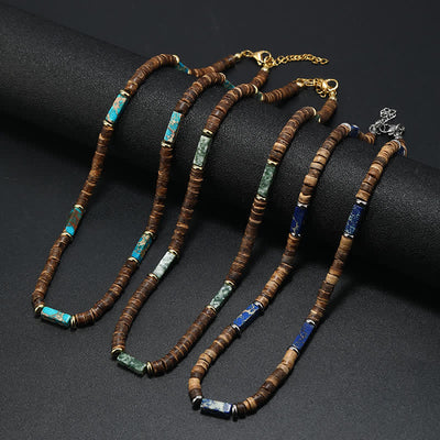 Olivenorma Brown Coconut Wood Beads Natural Stone Beads Necklace - image 35