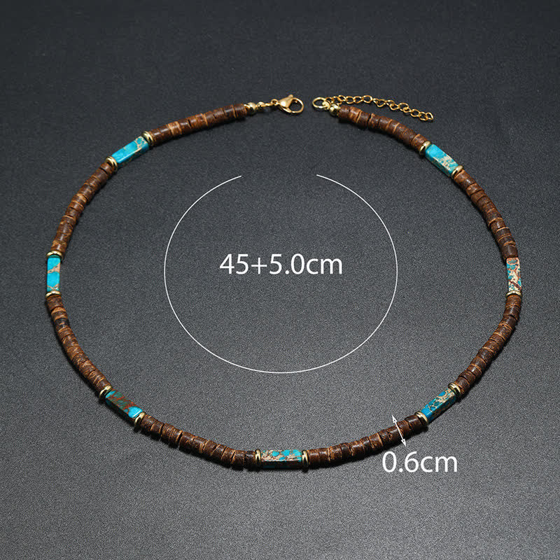 Olivenorma Brown Coconut Wood Beads Natural Stone Beads Necklace - image 4
