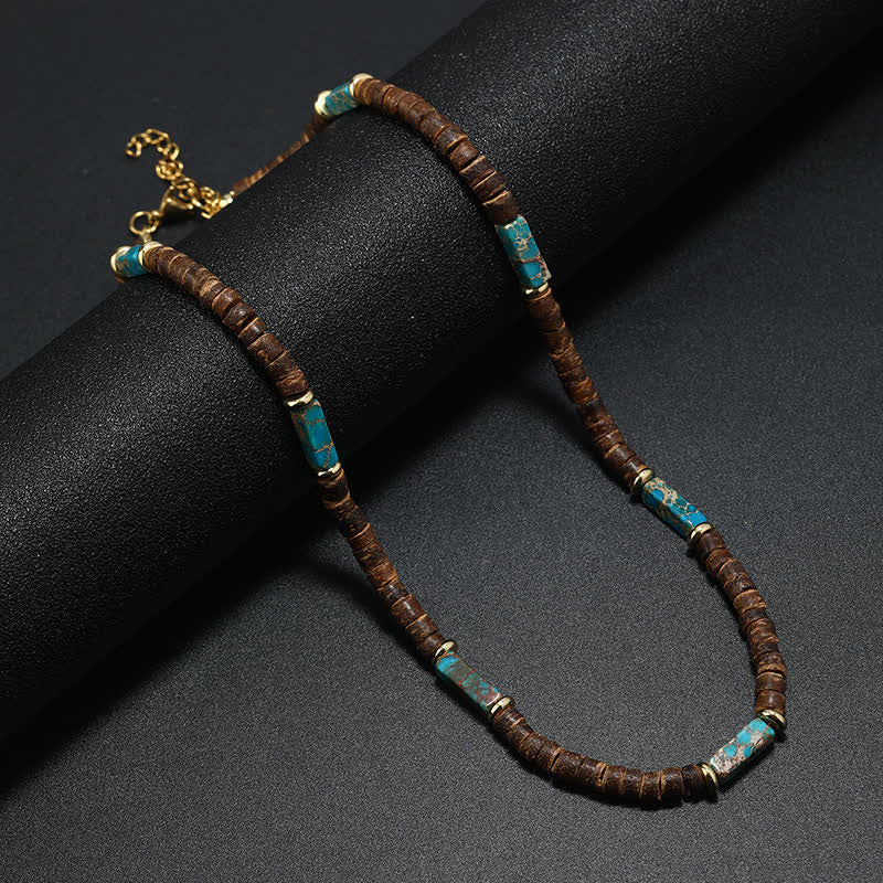 Olivenorma Brown Coconut Wood Beads Natural Stone Beads Necklace - Emperor Stone - image 1