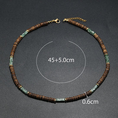 Olivenorma Brown Coconut Wood Beads Natural Stone Beads Necklace - image 8