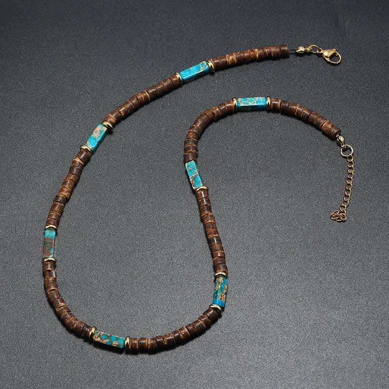 Olivenorma Brown Coconut Wood Beads Natural Stone Beads Necklace - image 2