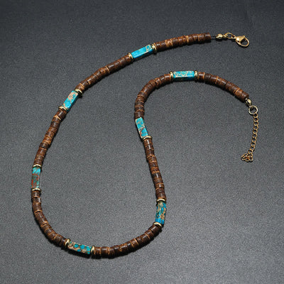 Olivenorma Brown Coconut Wood Beads Natural Stone Beads Necklace - image 2