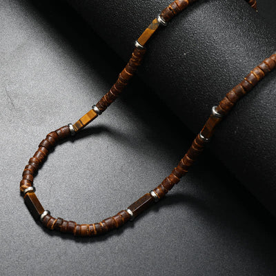 Olivenorma Brown Coconut Wood Beads Natural Stone Beads Necklace - Tiger Eye - image 26