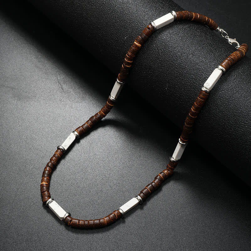 Olivenorma Brown Coconut Wood Beads Natural Stone Beads Necklace - Howlite - image 18
