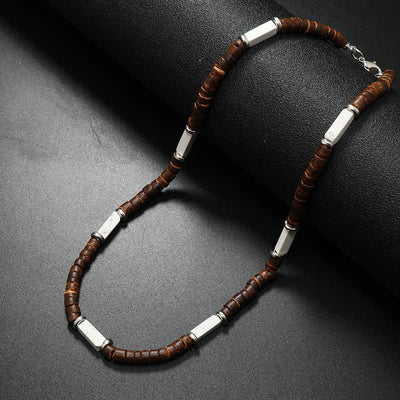Olivenorma Brown Coconut Wood Beads Natural Stone Beads Necklace - Howlite - image 18