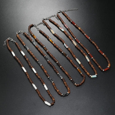 Olivenorma Brown Coconut Wood Beads Natural Stone Beads Necklace - image 34