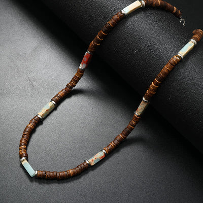 Olivenorma Brown Coconut Wood Beads Natural Stone Beads Necklace - Agalmatolite - image 22