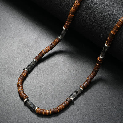 Olivenorma Brown Coconut Wood Beads Natural Stone Beads Necklace - Labradorite - image 30