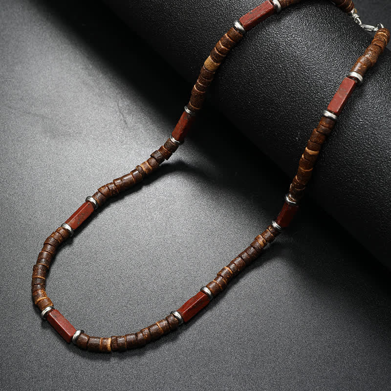 Olivenorma Brown Coconut Wood Beads Natural Stone Beads Necklace - Mahogany Obsidian - image 14