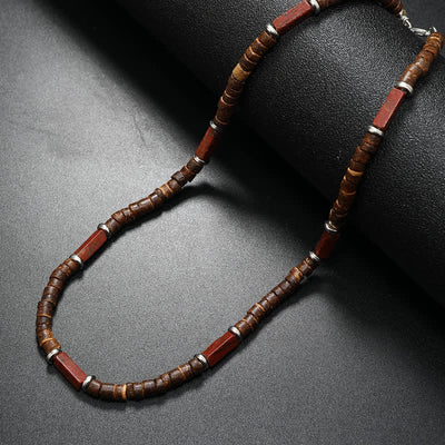 Olivenorma Brown Coconut Wood Beads Natural Stone Beads Necklace - Mahogany Obsidian - image 14