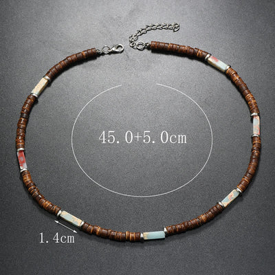Olivenorma Brown Coconut Wood Beads Natural Stone Beads Necklace - image 24