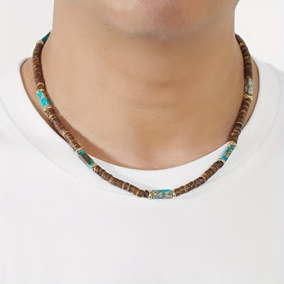 Olivenorma Brown Coconut Wood Beads Natural Stone Beads Necklace - image 3