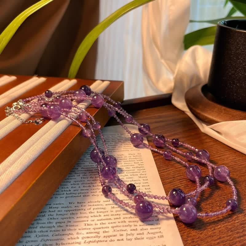 Olivenorma Natural Amethyst Large Small Beads Clavicle Necklace