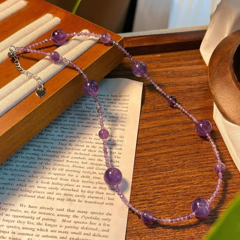 Olivenorma Natural Amethyst Large Small Beads Clavicle Necklace