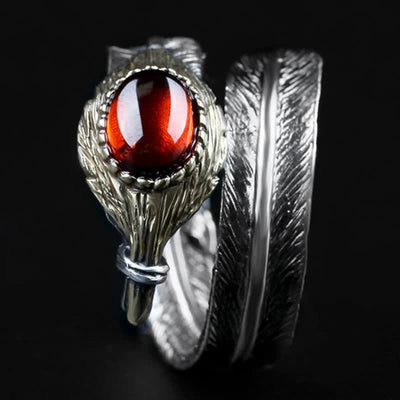 Olivenorma S925 Silver Curved Feather Shape Open Ring