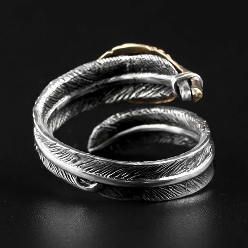 Olivenorma S925 Silver Curved Feather Shape Open Ring