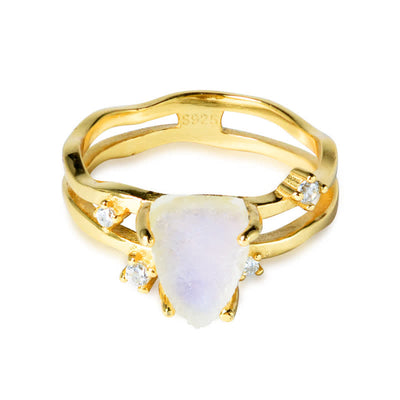 Olivenorma Cut Irregular Triangle Moonstone Silver Ring