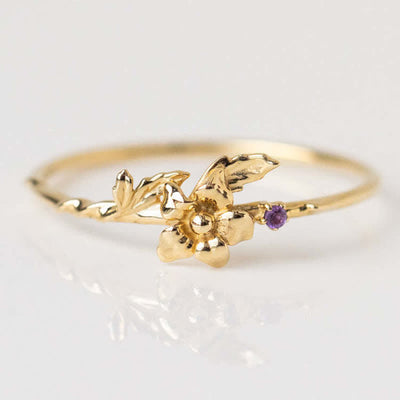 Olivenorma Dainty Statement Birth Flower Gold Ring