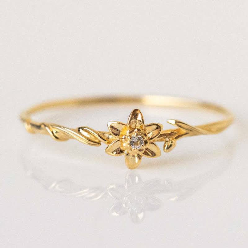 Olivenorma Dainty Statement Birth Flower Gold Ring