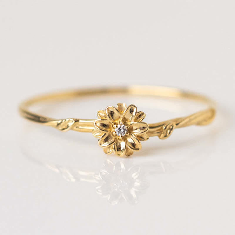 Olivenorma Dainty Statement Birth Flower Gold Ring