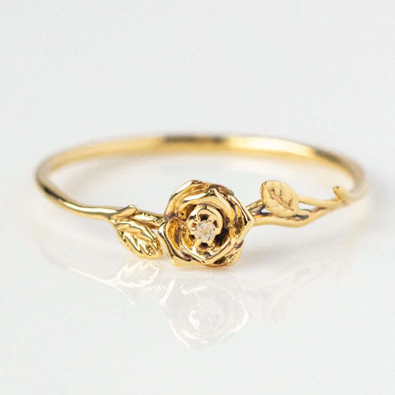 Olivenorma Dainty Statement Birth Flower Gold Ring