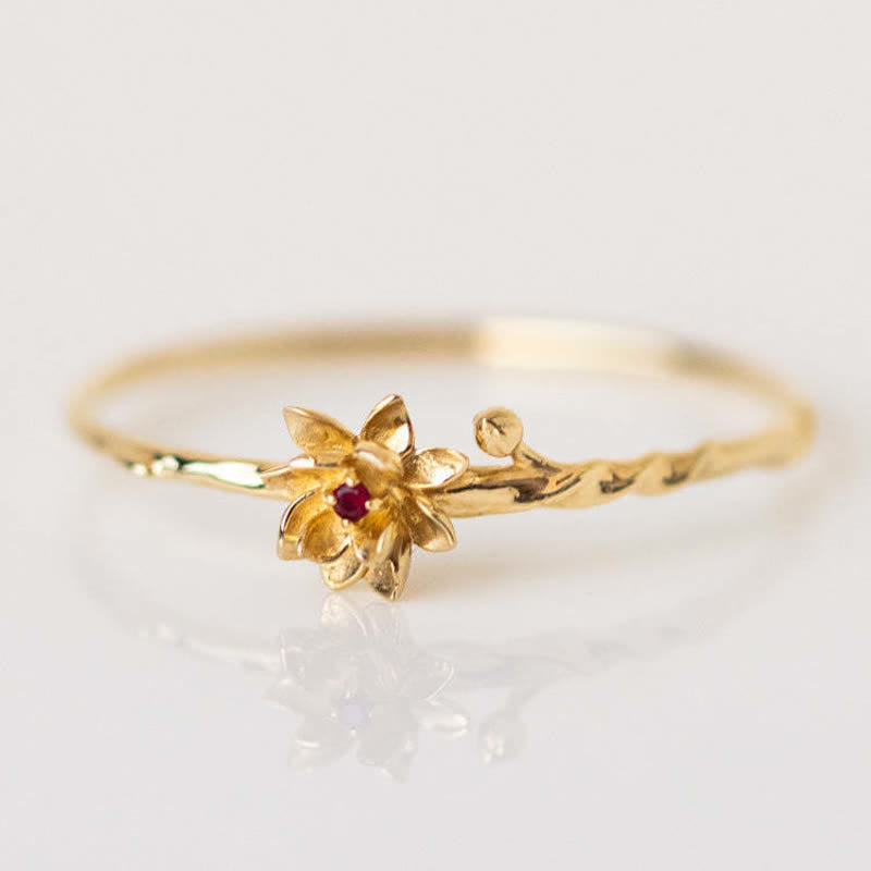 Olivenorma Dainty Statement Birth Flower Gold Ring