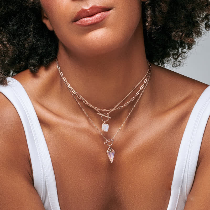 Olivenorma Triangle Moonstone T-Buckle Necklace