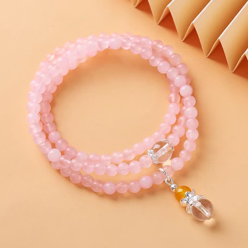 Olivenorma Rose Quartz Clear Crystal Citrine Beaded Necklace