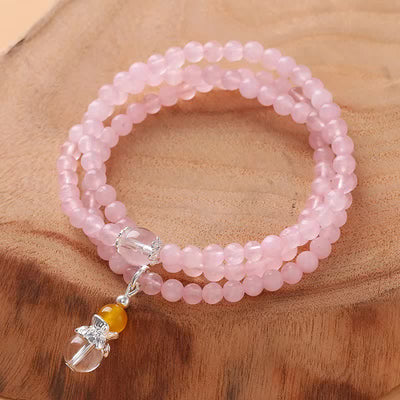 Olivenorma Rose Quartz Clear Crystal Citrine Beaded Necklace